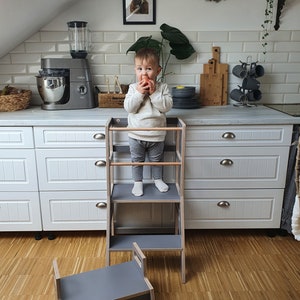 Échelle de cuisine, étagère pour tout-petits Tabouret réglable pour tout-petits, escabeau pour enfant, échafaudage de cuisine Montessori, tour réglable, meubles Montessori, image 5