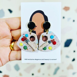 Painting Palette Polymer Clay Earrings | Artist & Art Teacher Earrings | Handmade Art Jewelry | Back to School Gift for Her