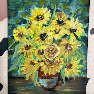 Yellow Flowers Floral Canvas Painting | Abstract Flower Wall Art | yellow Botanical Wall Decor | Modern Floral Art | Living Room Decor
