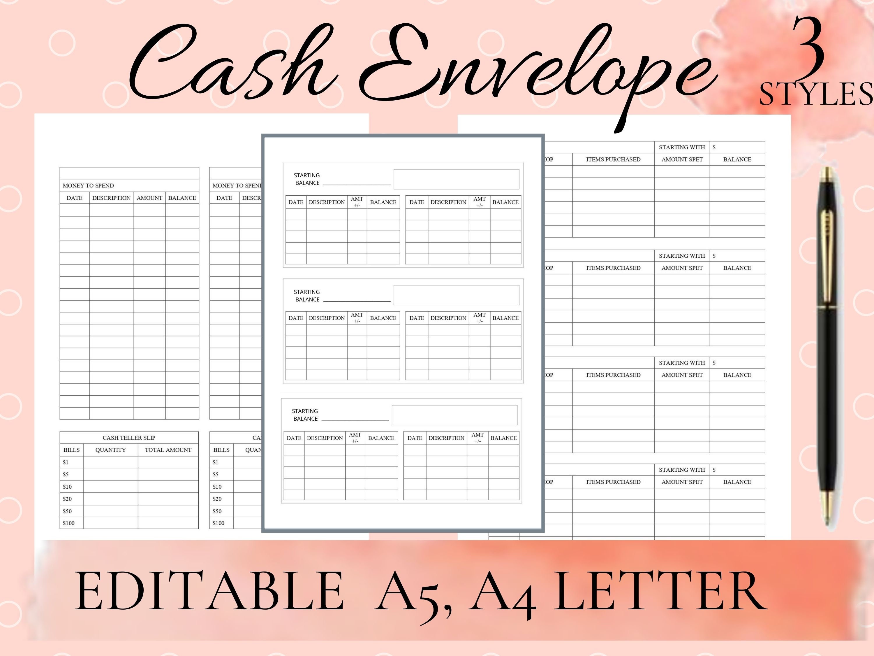 cash envelope system printable cash envelope inserts cash etsy