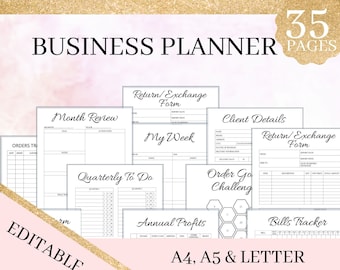 Business Planner, small business planner, Business Planner Printable PDF, Etsy Business Planner, Home Business Management, Editable A4 A5