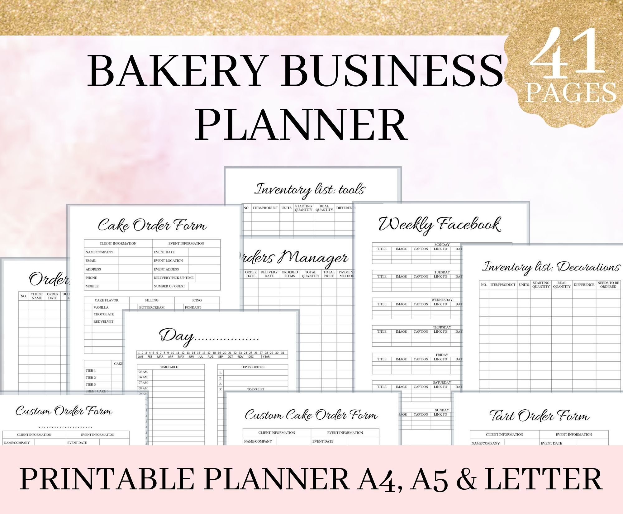 Bakery Business Planner, Cake and Bakery Business Planner, Financial