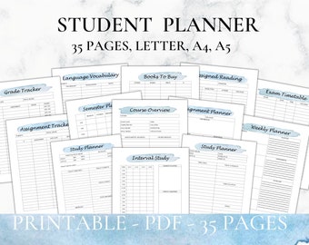 Student planner printable, Student planner, study planner, Academic Planner Printable, College Student Planner, student planner inserts