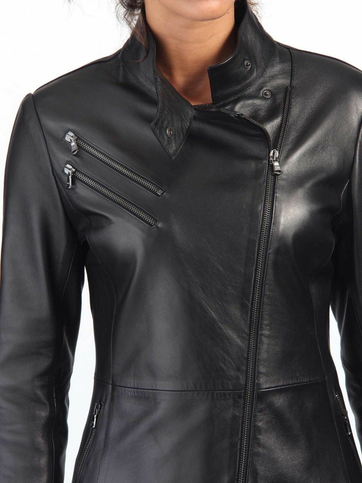 Womens Leather Trench Coat Real Lambskin Long Motorcycle Coat - Etsy