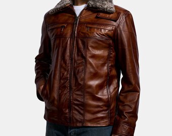 Men's Motorcycle Genuine Leather Jacket