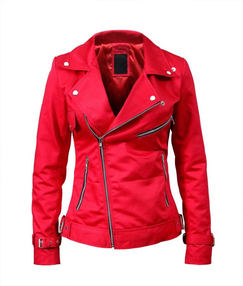 Women's Stylish Red Cotton Snake Logo Motorcycle Jacket - Etsy