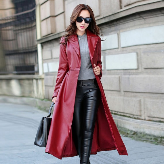 Leather Accent Ribbed Long Coat - Women - Ready-to-Wear