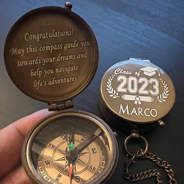 Personalized Graduation Gift Compass, Class of 2024 Gift, Grad Gifts Compass, Graduation Present, Gift For Son, Grandson Graduation Gift