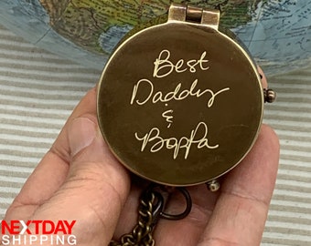 Personalized Engraved Brass Compass: Father's Day Gift for Dad, Grandpa, Papa and Husband