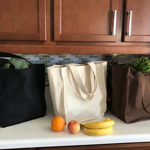 100% Natural Cotton Canvas Tote Bag (7-9oz), Reusable Grocery Bag, Heavy-Duty Bag, Farmer's Market Bag, Multi-Use Bag, Eco-Friendly, US-made