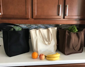 100% Natural Cotton Canvas Tote Bag (7-9oz), Reusable Grocery Bag, Heavy-Duty Bag, Farmer's Market Bag, Multi-Use Bag, Eco-Friendly, US-made