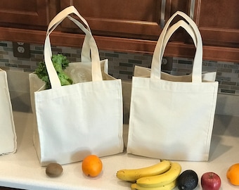 Natural Cotton Canvas Shopping Tote Bag: Reusable Farmer’s Market Grocery Tote, Heavy-Duty, USA made