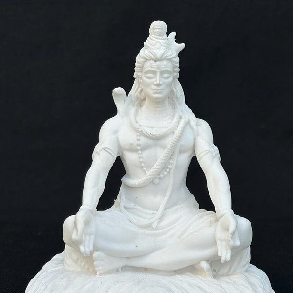 Statue de Shiva, 12 cm, Bénédiction en marbre de culture Lord Shiva Idol, Dieu hindou du yoga, danse, temps et destruction, idole de Shiv, shivalingam