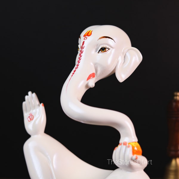 Abstract Ganesha Statue, 21CM Cultured Marble Modern Ganesha Idol, Hindu Elephant Head God,  Vinayak Ganpathi,  Hindu Deity of Good Luck.