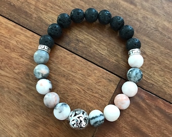 Diffuser Bracelet//Charmed Zebra//Handmade beaded bracelet//Aromatherapy