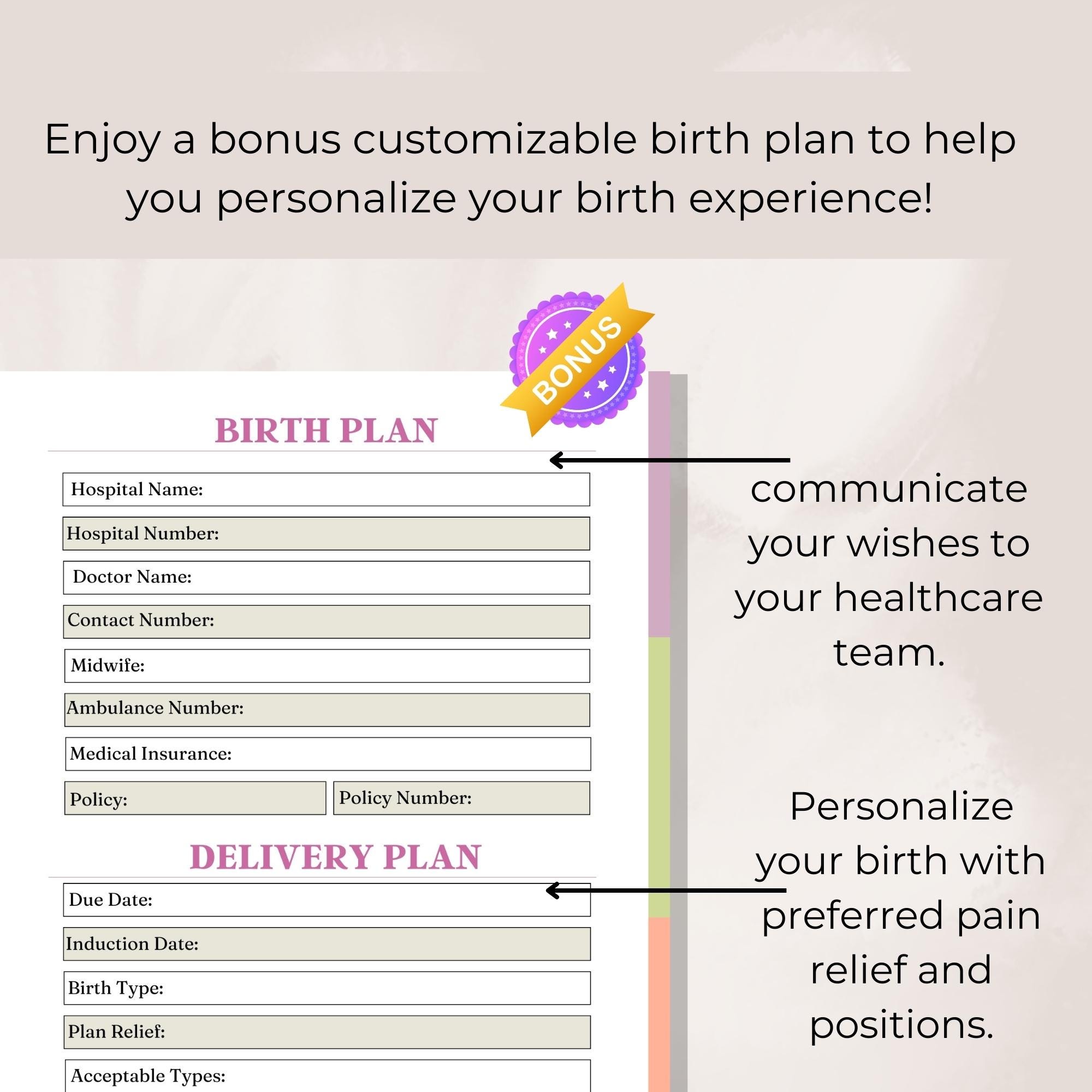 Pregnancy Planner Printable for First Time Moms, Pregnancy Journal for ...