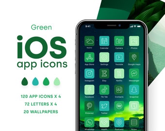 Green iOS 16 app Icons Pack and wallpapers | Icon Aesthetic Pack | iOS 16 App Covers & Home Screen