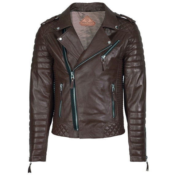 Mens Motor Biker Cafe Racer Handmade Genuine Leather Jacket | Etsy