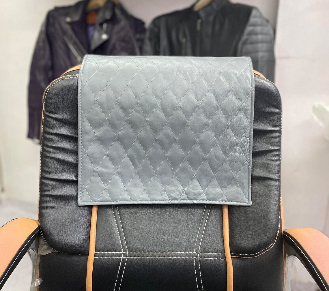 Quilted Stitch Genuine Leather Recliner Headrest Cover Etsy