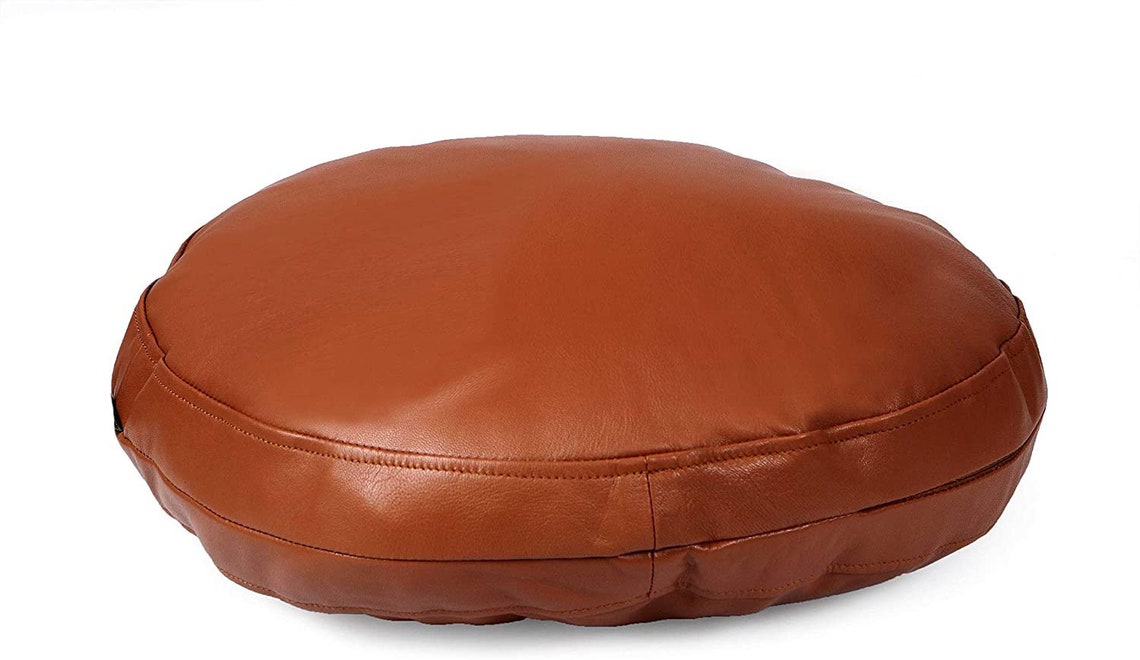 Genuine Leather Round Pillow Covers Soft Leather Cushion Etsy
