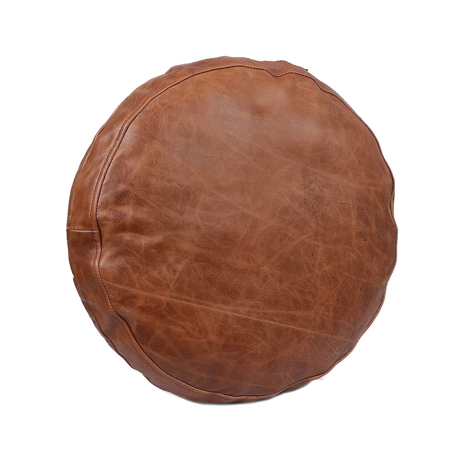 Genuine Leather Round Pillow Covers Soft Leather Cushion Etsy