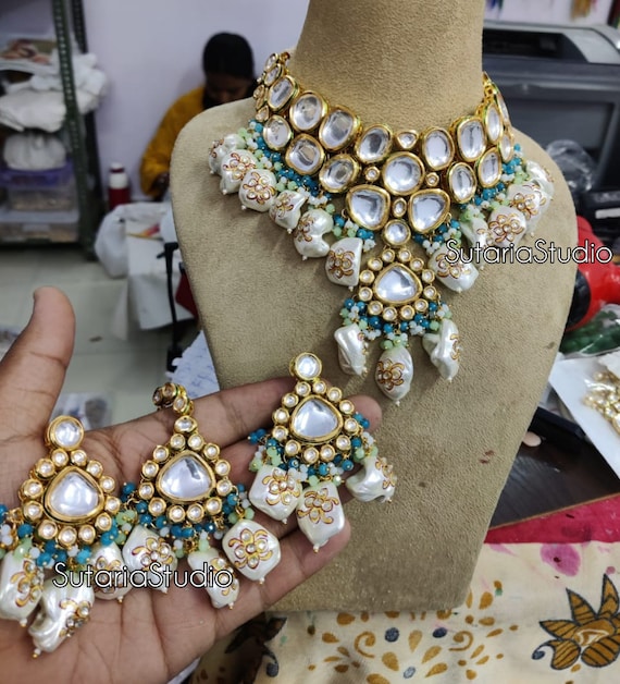 White kundan bridal sets deals