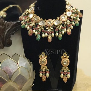 Royal kundan jewelry, tanjore kundan jewelry, pink kundan set, multi color kundan set, bridal kundan jewelry, semi bridal kundan jewelry