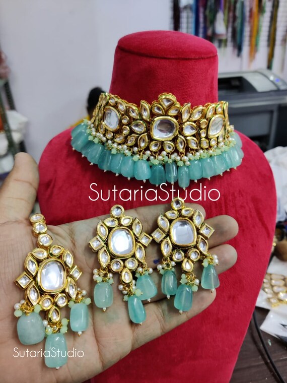 Royal Kundan Choker Set Pastel Kundan 