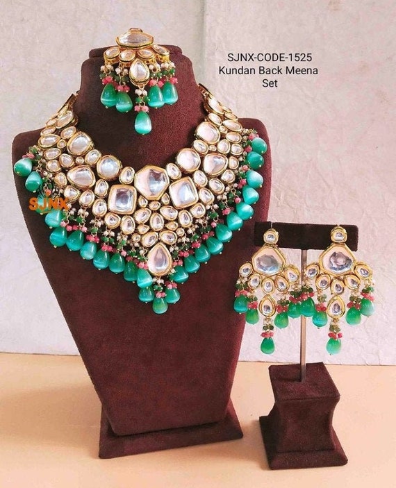 Blue Kundan Necklace Set Red Kundan Set 