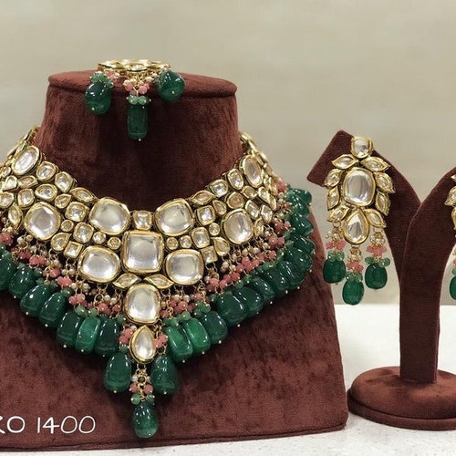 Sabyasachi Designer Kundan Set Green Kundan Bridal Set Etsy