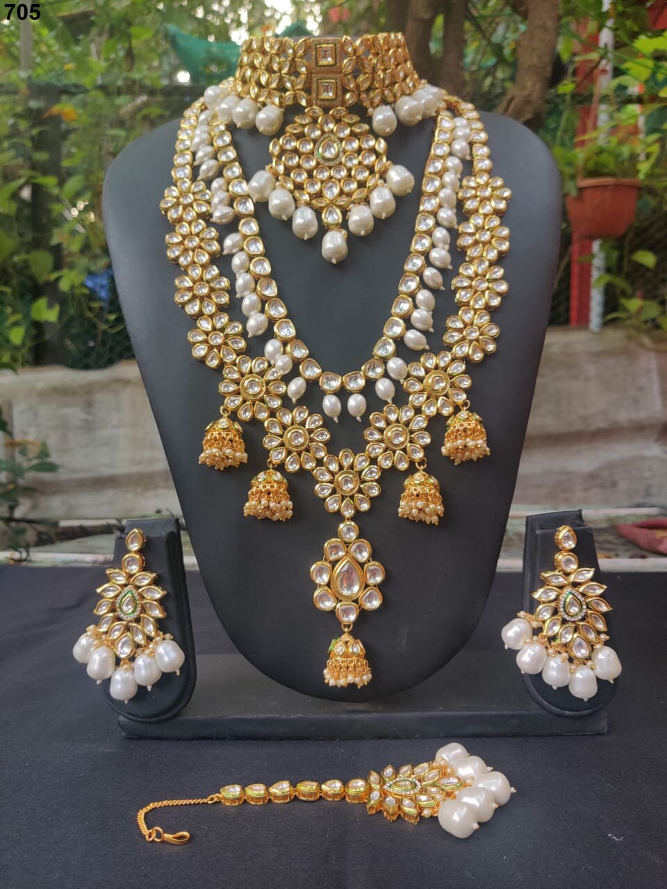 Pastel Green Bridal Kundan Jewellery 