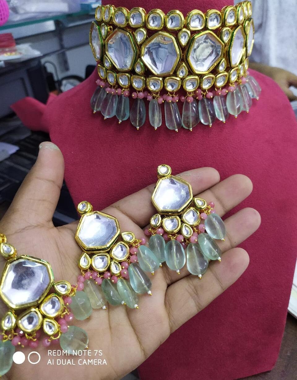 Kundan Choker Set With Onyx \u0026 Floride 