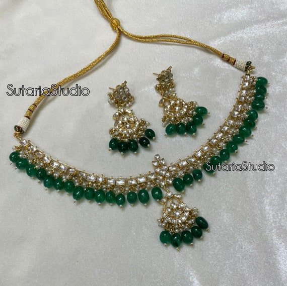 Simple Pachi Ahmedabadi Kundan Necklace 