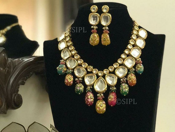 Tanjore Kundan Necklace Set Simple 