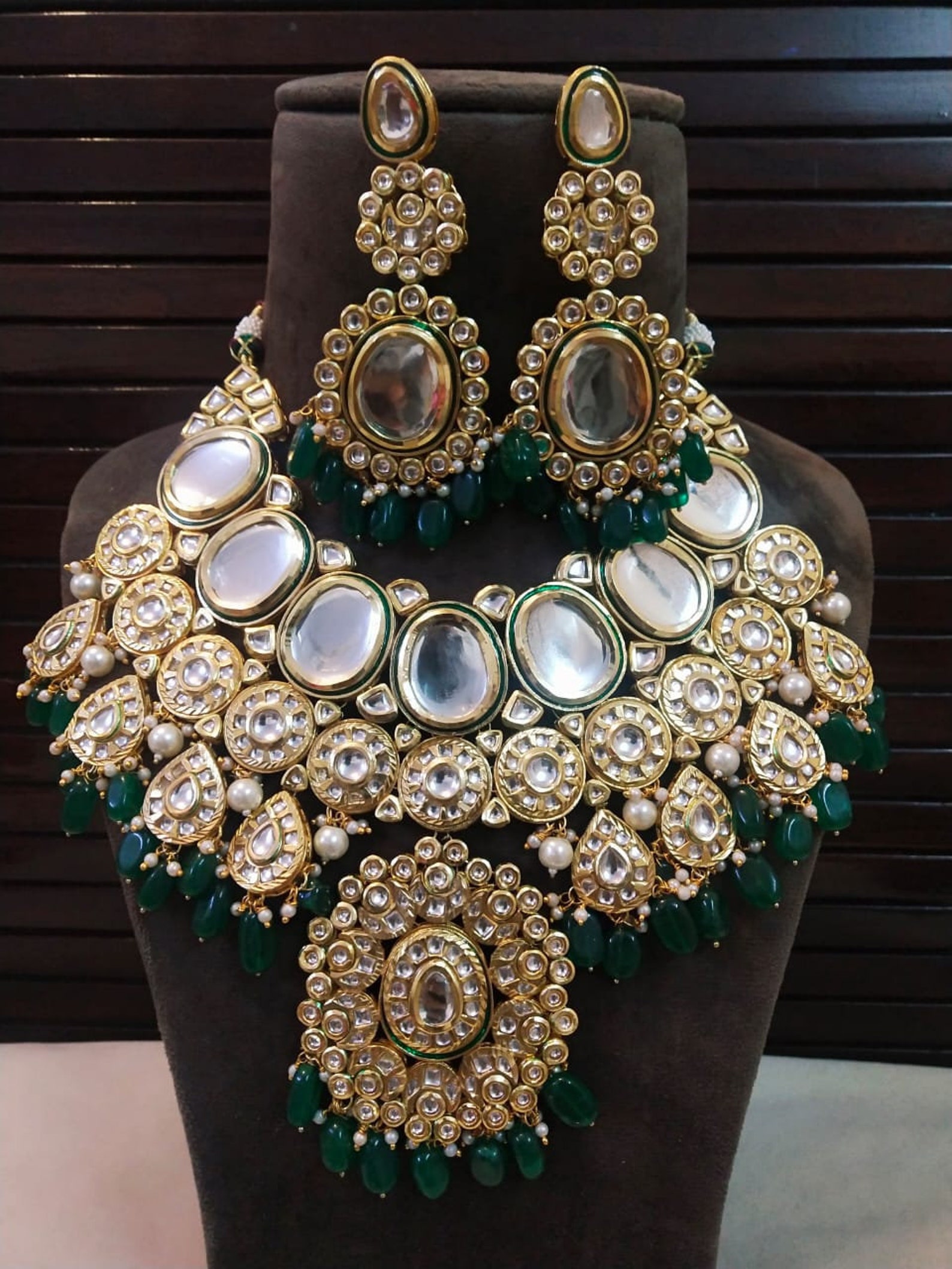 Jodha Akbar kundan bridal set Royal kundan set green kundan Etsy