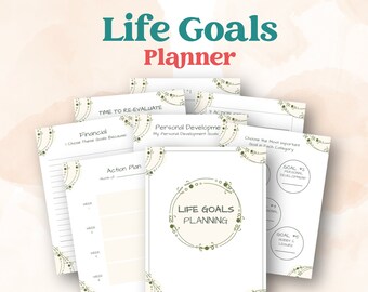 Printable Life Goals Planner | Financial, Career, Personal Growth Goal Setting | A4, US Letter PDF