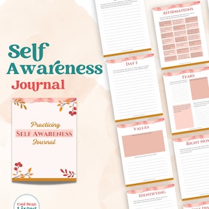 Practicing Self Awareness Journal | Printable Self-Discovery and Personal Growth Guided Journal Prompts