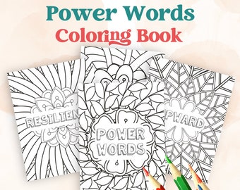 80 Power Words Coloring Book | Printable Color Therapy for Adults and Teens