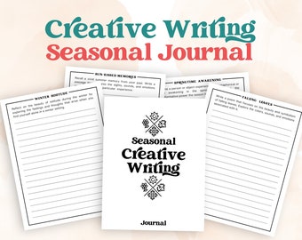 Seasonal Creative Writing Journal | Minimalist Black and White Prompts for Story Writing Based on Winter, Spring, Summer, and Fall