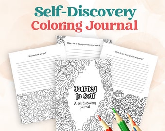 Self-Discovery Guided Coloring Journal | Printable Prompts for Inner Thoughts and Shadow Work Color Therapy