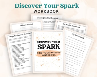 Discover Your Spark Workbook | Printable Find Your Passion in Life Worksheets