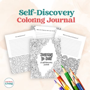 Diário de coloração guiado por autodescoberta | Instruções para impressão para pensamentos internos e terapia de cores para trabalho com sombras