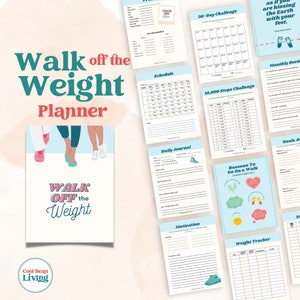 Loop van de gewichtsplanner af | Afdrukbare tracker voor gewichtsverlies | wandelend dagboek