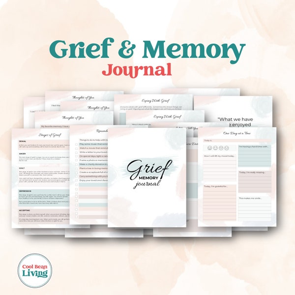 Grief Journal Printable | Bereavement Therapy | Grief and Loss | Memory Journal