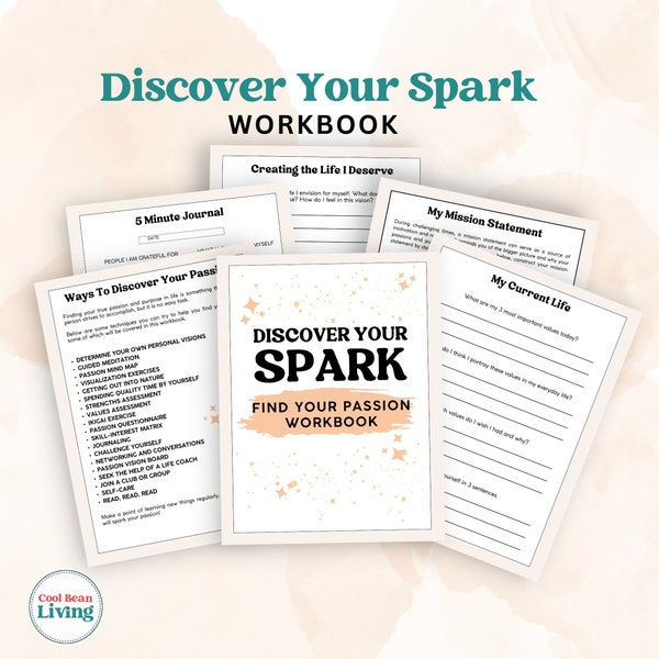 Discover Your Spark Workbook | Printable Find Your Passion in Life Worksheets