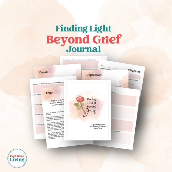 Finding Light Beyond Grief Journal | Guided Prompts for Loss and Bereavement | Printable Journal for Coping with Grief