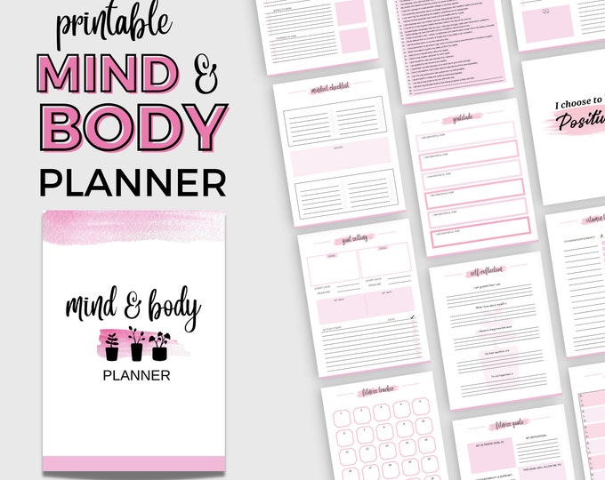 Mind and Body Planner Printable Self-care Goal Journal - Etsy