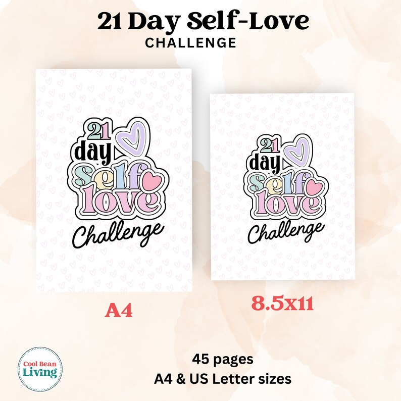 self-love A4 and US letter challenge journal