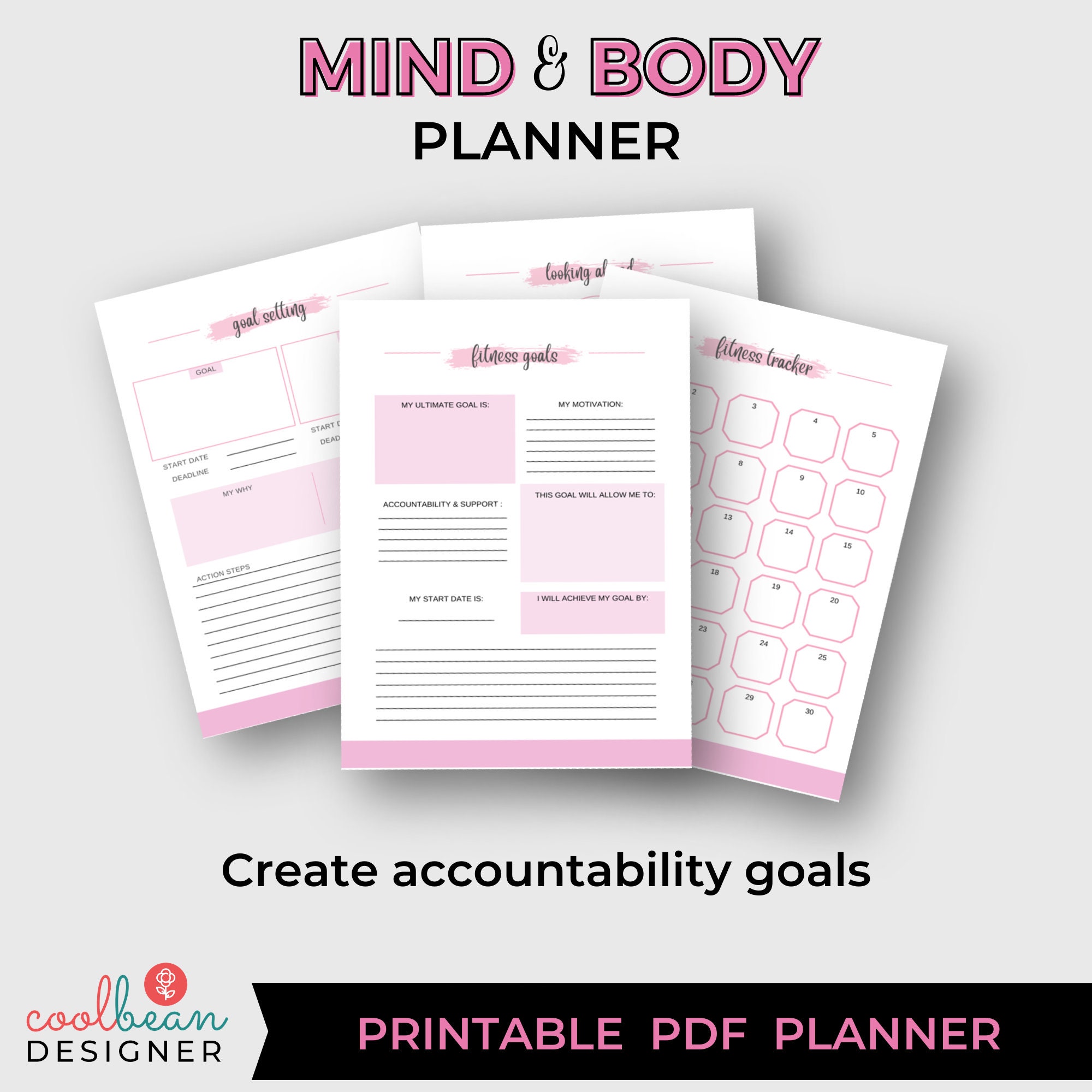 Mind and Body Planner | Printable Self-care Goal Journal | Wellness ...