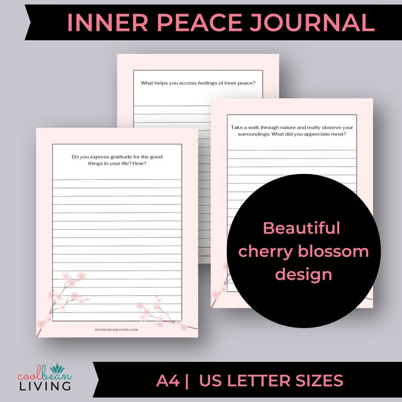 Find your inner peace with this beautiful cherry blossom designed journal